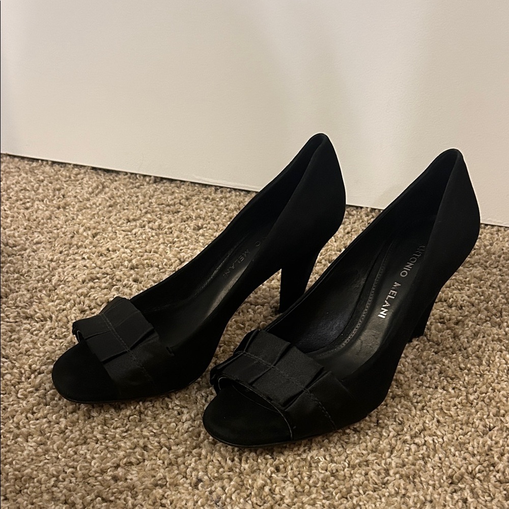ANTONIO MELANI Black Peep-Toe Heels